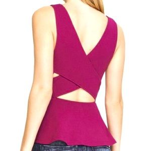 Express criss cross back peplum tank purple large